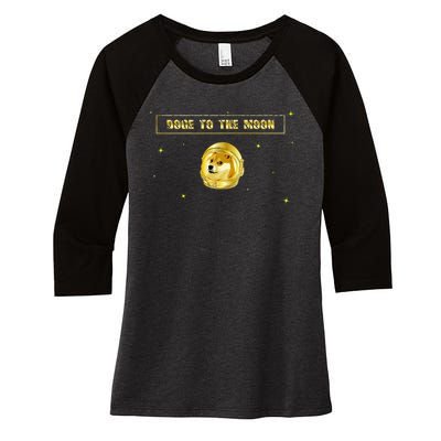 Doge To The Moon Dogecoin Crypto Currency Women's Tri-Blend 3/4-Sleeve Raglan Shirt