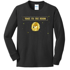 Doge To The Moon Dogecoin Crypto Currency Kids Long Sleeve Shirt