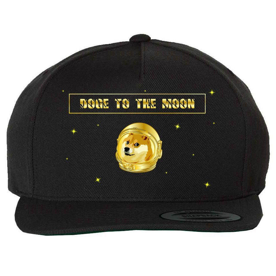 Doge To The Moon Dogecoin Crypto Currency Wool Snapback Cap