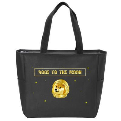 Doge To The Moon Dogecoin Crypto Currency Zip Tote Bag