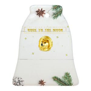 Doge To The Moon Dogecoin Crypto Currency Ceramic Bell Ornament