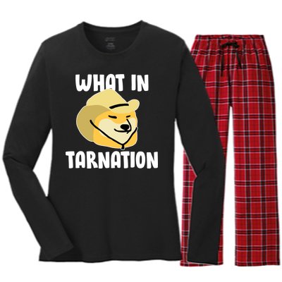 Doge What In Tarnation Women's Long Sleeve Flannel Pajama Set 