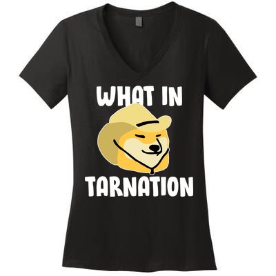 Doge What In Tarnation Women's V-Neck T-Shirt