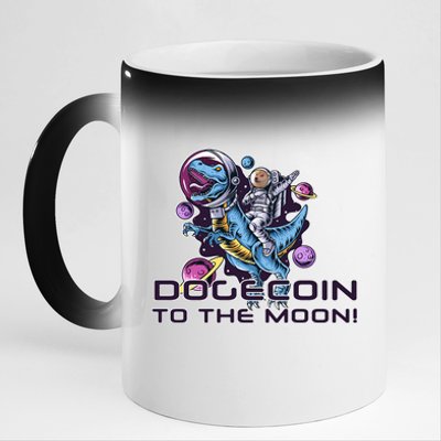 Dogecoin Crypto Currency Doge Dinosaur 11oz Black Color Changing Mug