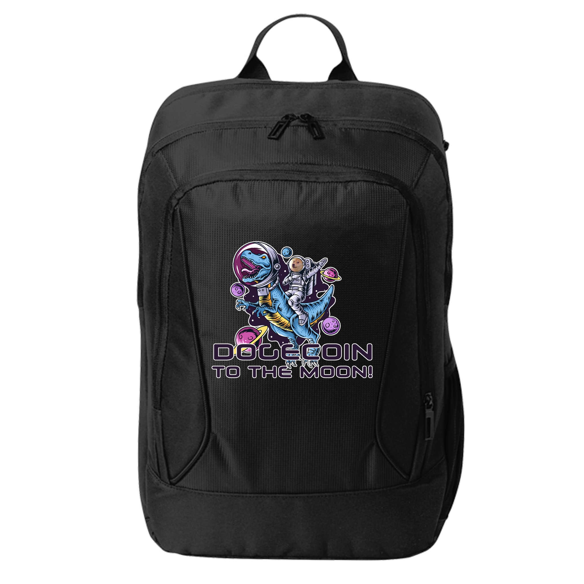 Dogecoin Crypto Currency Doge Dinosaur City Backpack