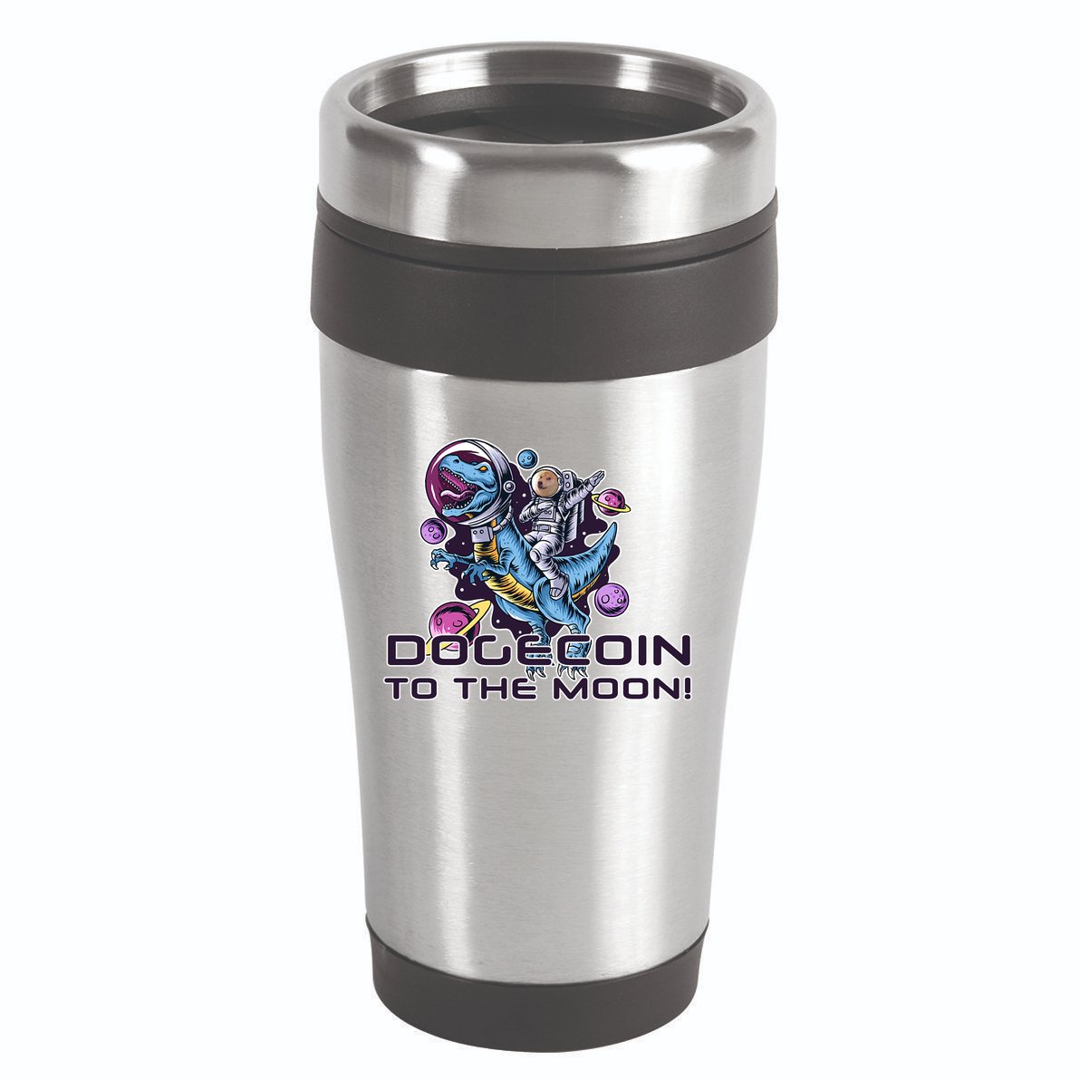 Dogecoin Crypto Currency Doge Dinosaur 16oz Travel Tumbler