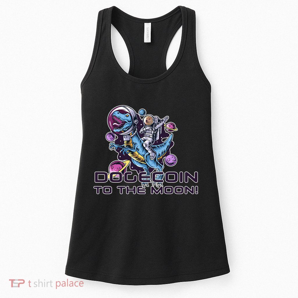 Dogecoin Crypto Currency Doge Dinosaur Womens Tank Top