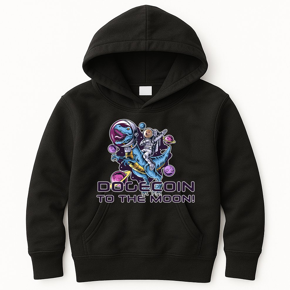 Dogecoin Crypto Currency Doge Dinosaur Kids Hoodie