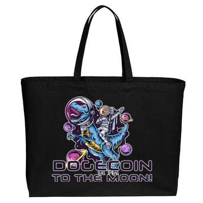 Dogecoin Crypto Currency Doge Dinosaur Cotton Canvas Jumbo Tote