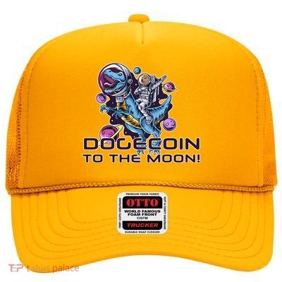 Dogecoin Crypto Currency Doge Dinosaur High Crown Mesh Back Trucker Hat