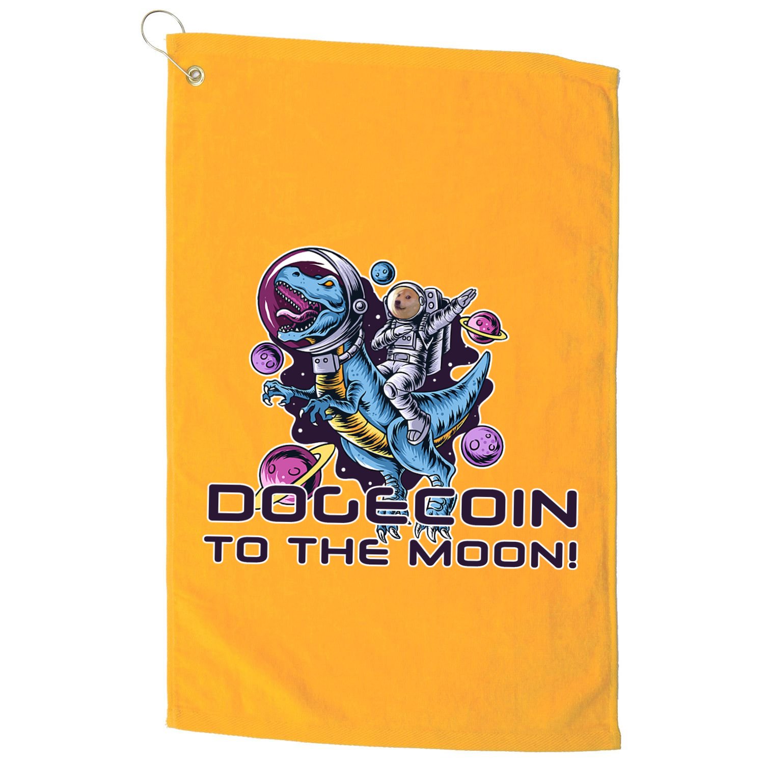 Dogecoin Crypto Currency Doge Dinosaur Golf Towel