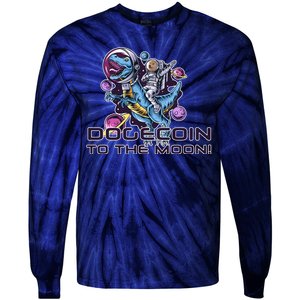 Dogecoin Crypto Currency Doge Dinosaur Tie-Dye Long Sleeve Shirt