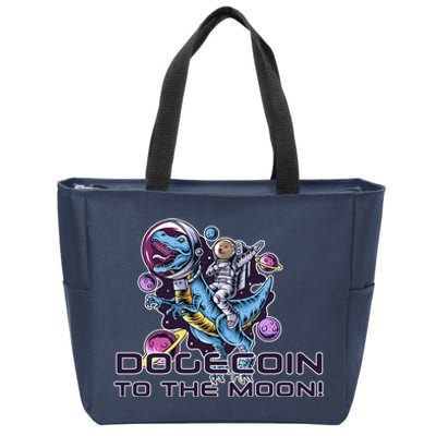 Dogecoin Crypto Currency Doge Dinosaur Zip Tote Bag