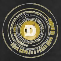 Dogecoin Cryptocurrency Crypto Gold Logo 7 Panel Mesh Trucker Snapback Hat