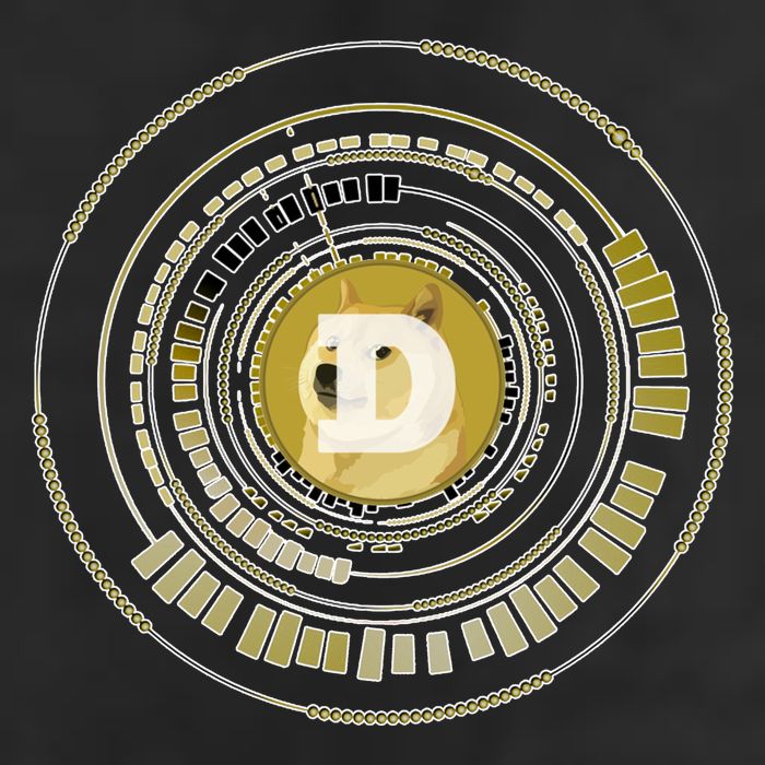 Dogecoin Cryptocurrency Crypto Gold Logo 7 Panel Mesh Trucker Snapback Hat