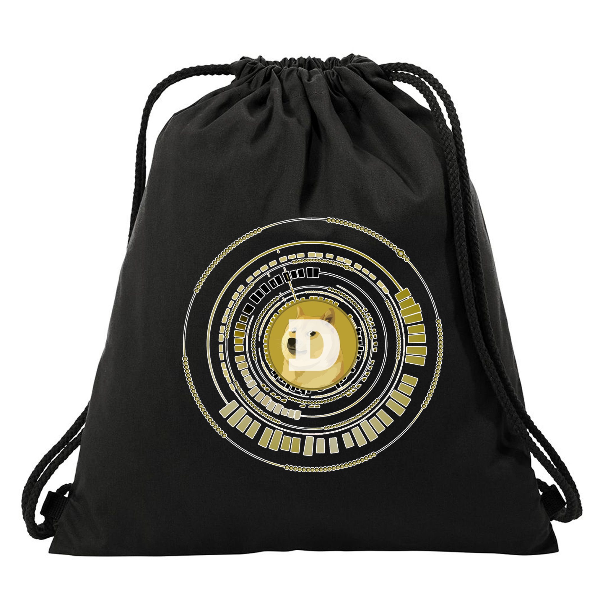 Dogecoin Cryptocurrency Crypto Gold Logo Drawstring Bag