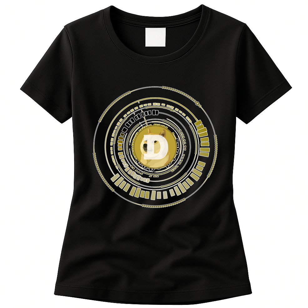 Dogecoin Cryptocurrency Crypto Gold Logo Womens T-Shirt