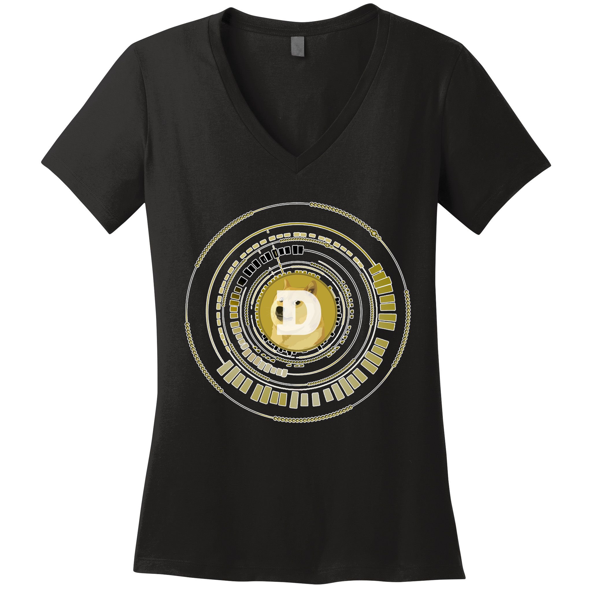 Dogecoin Cryptocurrency Crypto Gold Logo Women's V-Neck T-Shirt