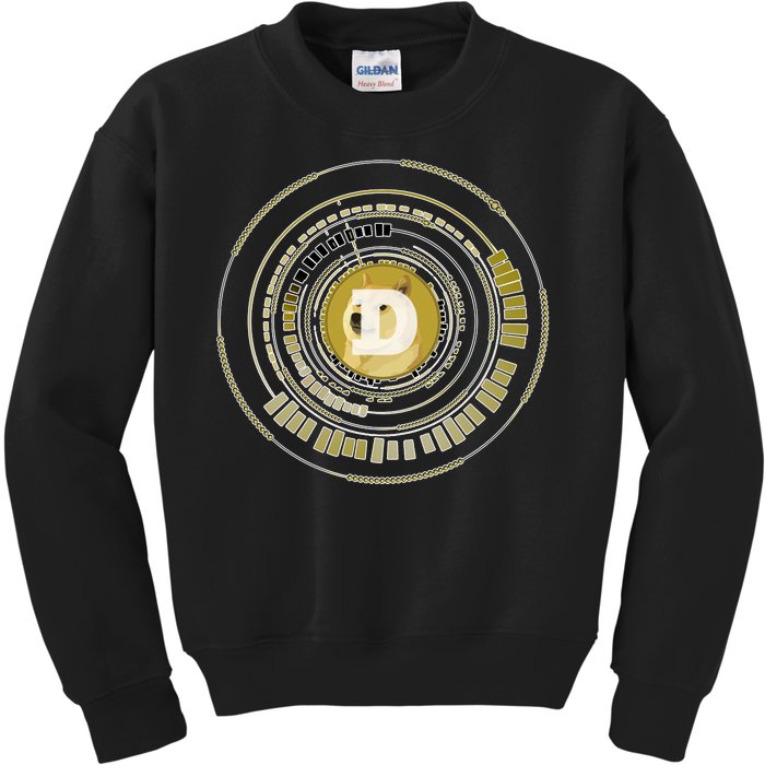 Dogecoin Cryptocurrency Crypto Gold Logo Kids Sweatshirt