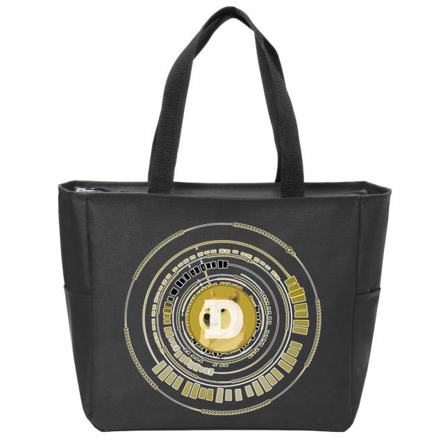Dogecoin Cryptocurrency Crypto Gold Logo Zip Tote Bag