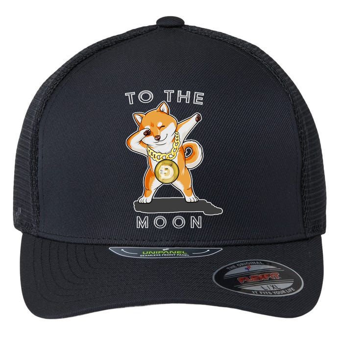Dogecoin Dab To The Moon Flexfit Unipanel Trucker Cap