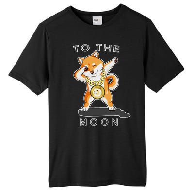 Dogecoin Dab To The Moon Tall Fusion ChromaSoft Performance T-Shirt