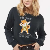 Dogecoin Dab To The Moon Cropped Pullover Crew
