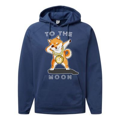 Dogecoin Dab To The Moon Performance Fleece Hoodie