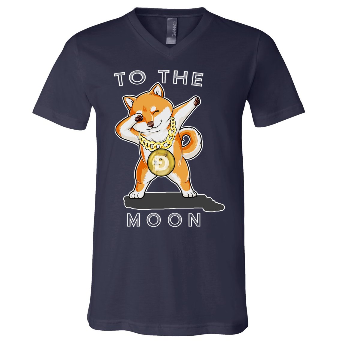 Dogecoin Dab To The Moon V-Neck T-Shirt
