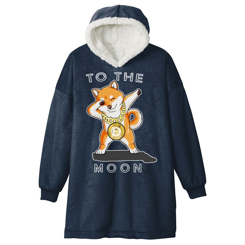 Dogecoin Dab To The Moon Hooded Wearable Blanket