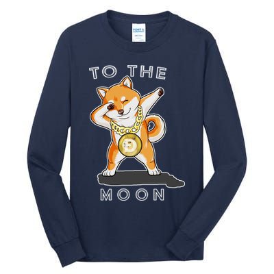 Dogecoin Dab To The Moon Tall Long Sleeve T-Shirt