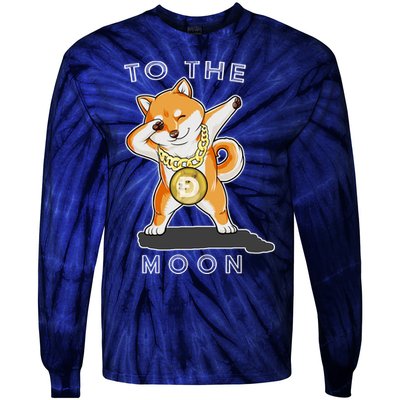 Dogecoin Dab To The Moon Tie-Dye Long Sleeve Shirt