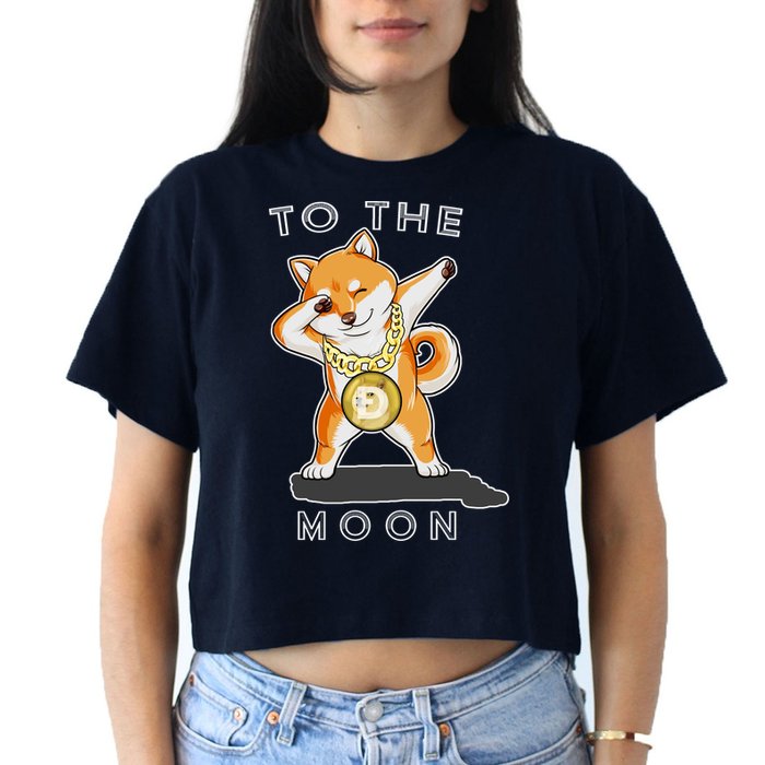 Dogecoin Dab To The Moon Women's Crop Top Tee