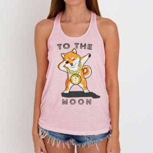 Dogecoin Dab To The Moon Women's Knotted Racerback Tank