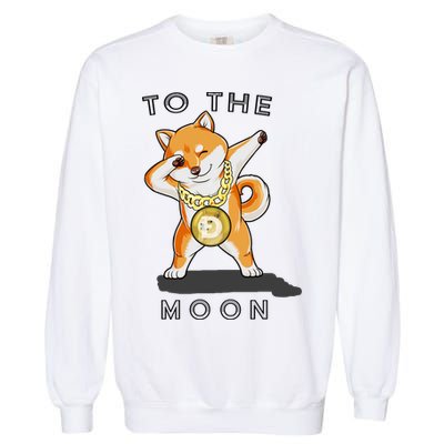 Dogecoin Dab To The Moon Garment-Dyed Sweatshirt