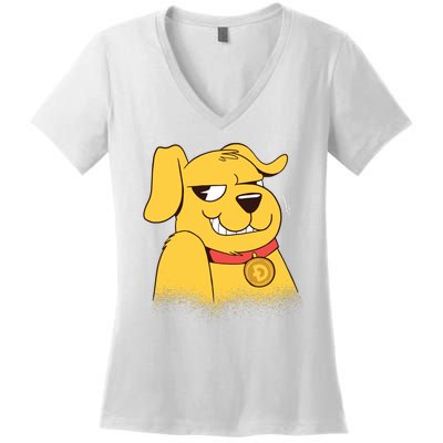 DogeCoin Dog Women's V-Neck T-Shirt