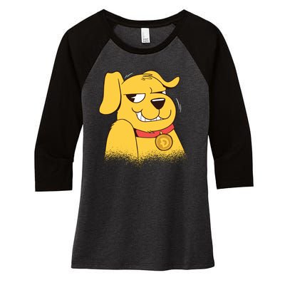 DogeCoin Dog Women's Tri-Blend 3/4-Sleeve Raglan Shirt