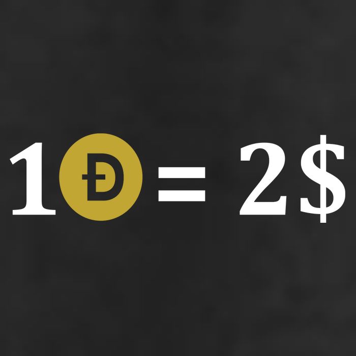 Dogecoin Equal 2 Dollars Doge Crypto Currency  Garment-Dyed Heavyweight T-Shirt