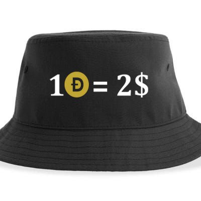 Dogecoin Equal 2 Dollars Doge Crypto Currency  Sustainable Bucket Hat