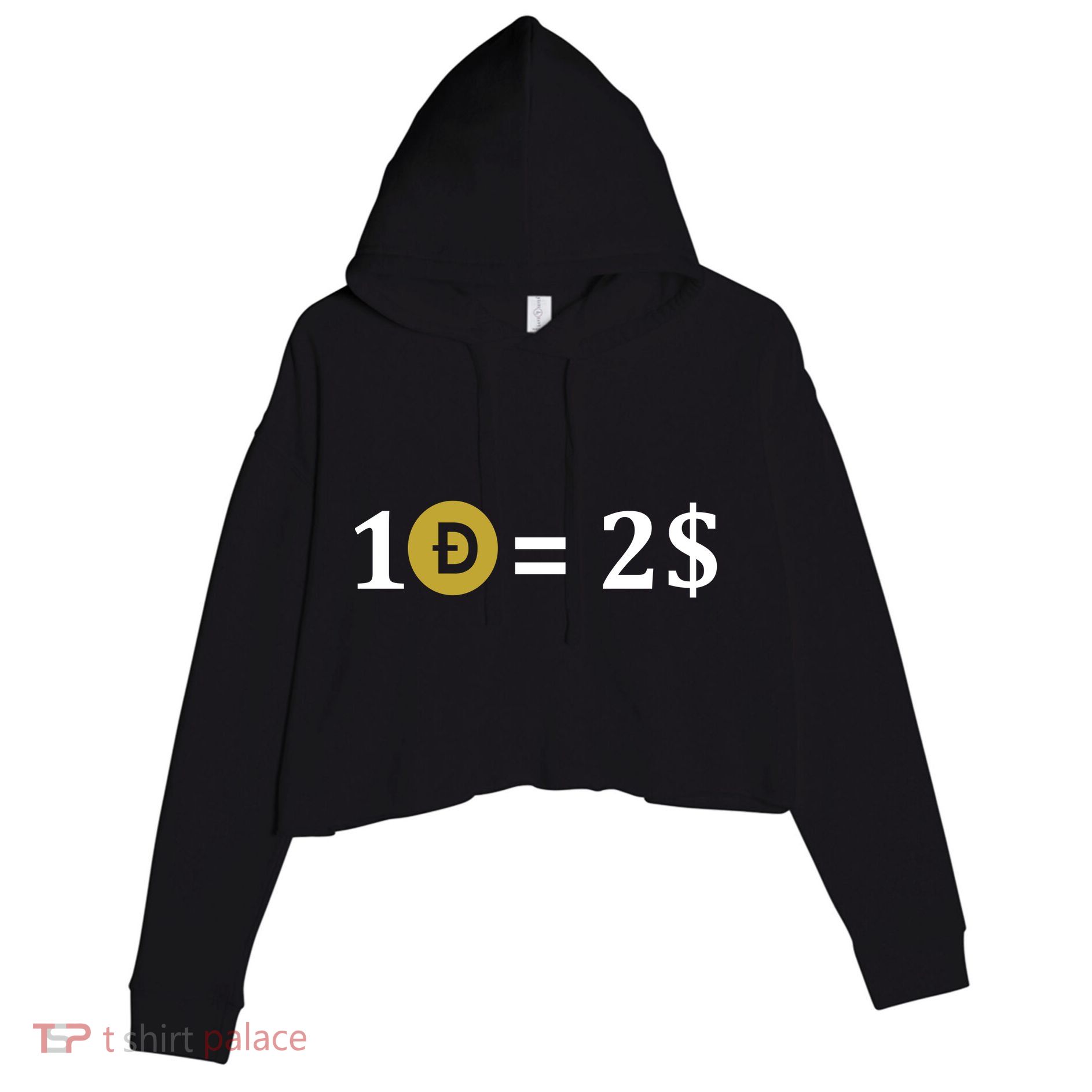 Dogecoin Equal 2 Dollars Doge Crypto Currency  Crop Fleece Hoodie