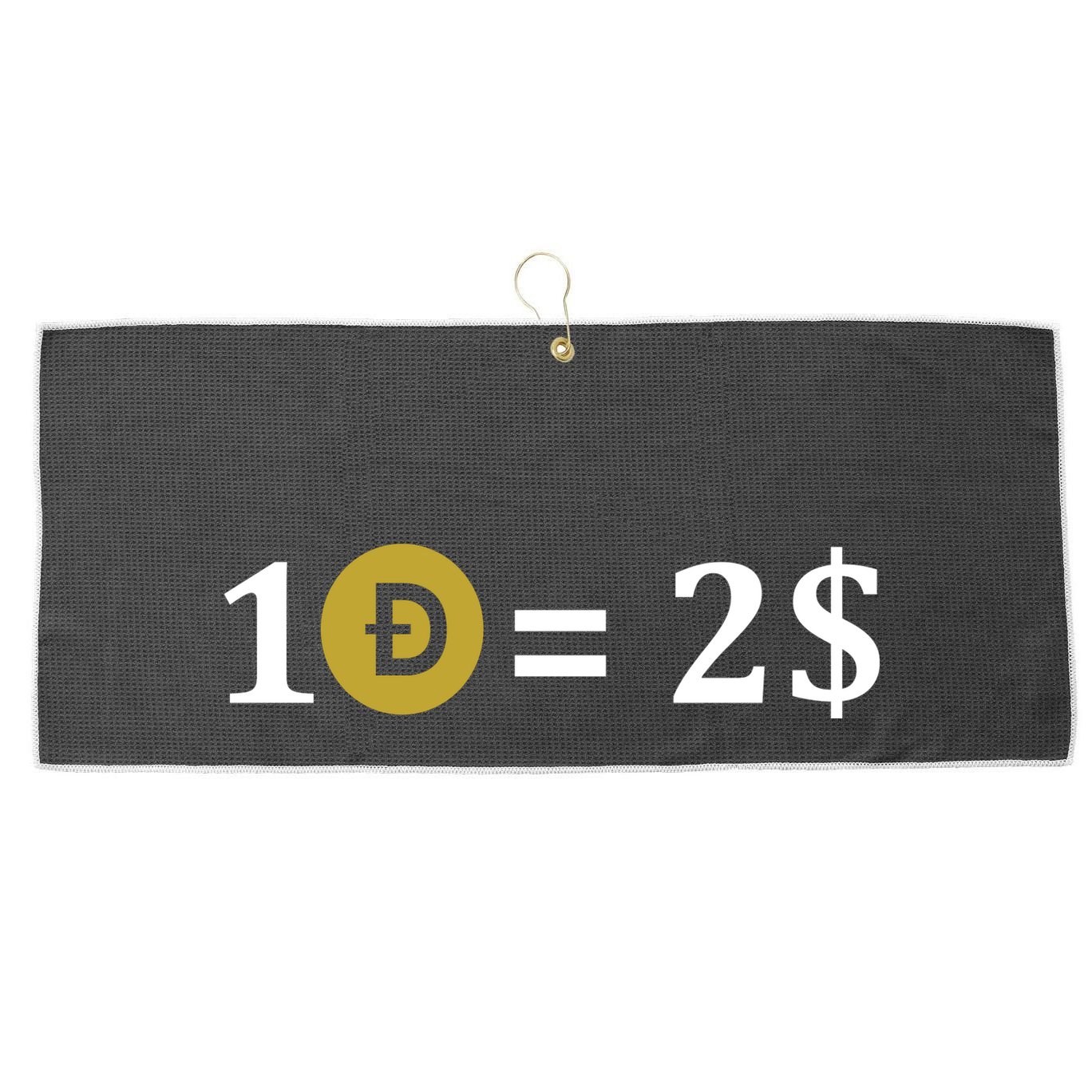 Dogecoin Equal 2 Dollars Doge Crypto Currency  Large Microfiber Waffle Golf Towel