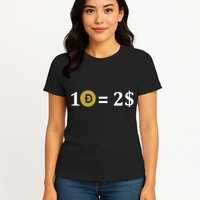 Dogecoin Equal 2 Dollars Doge Crypto Currency  Womens T-Shirt