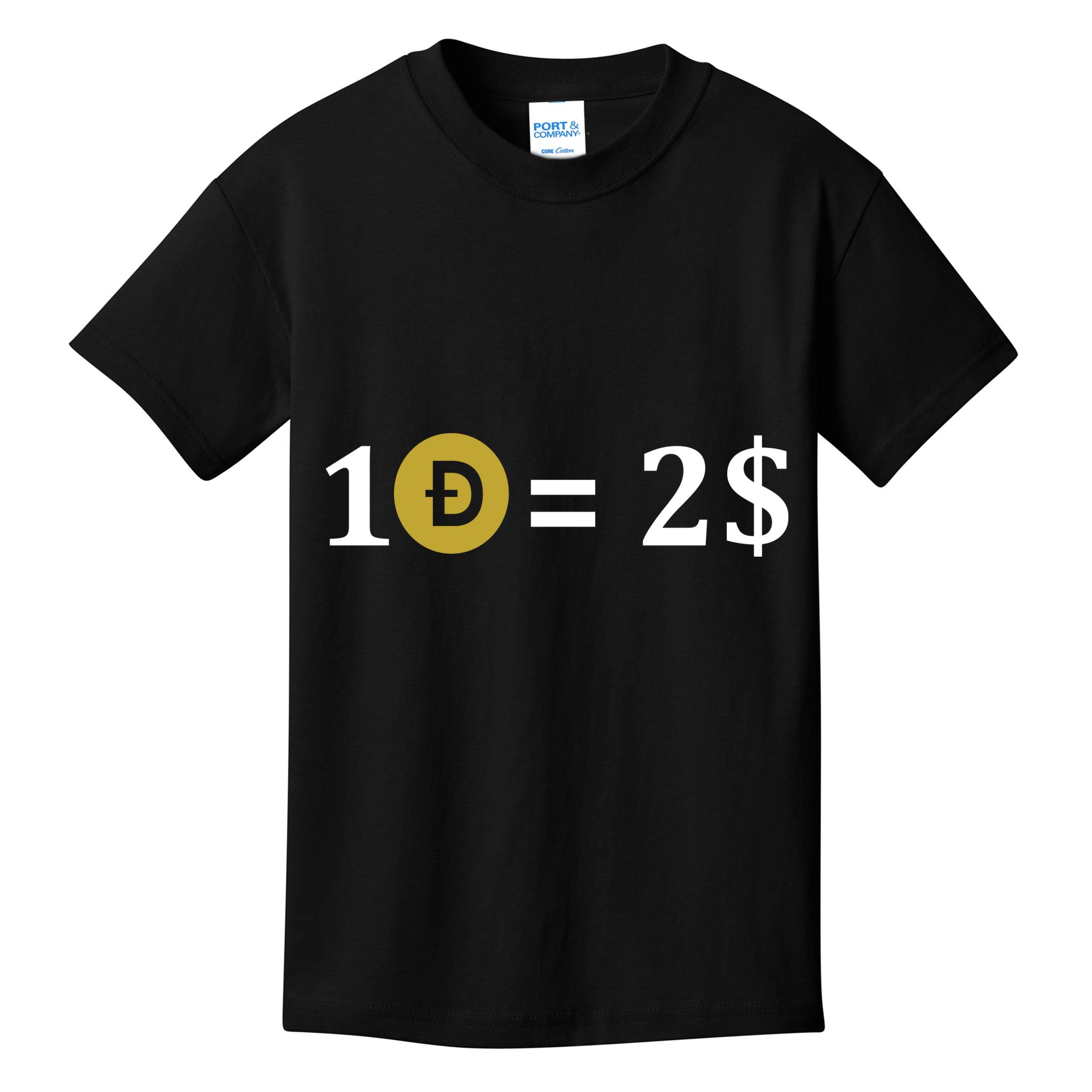 Dogecoin Equal 2 Dollars Doge Crypto Currency  Kids T-Shirt