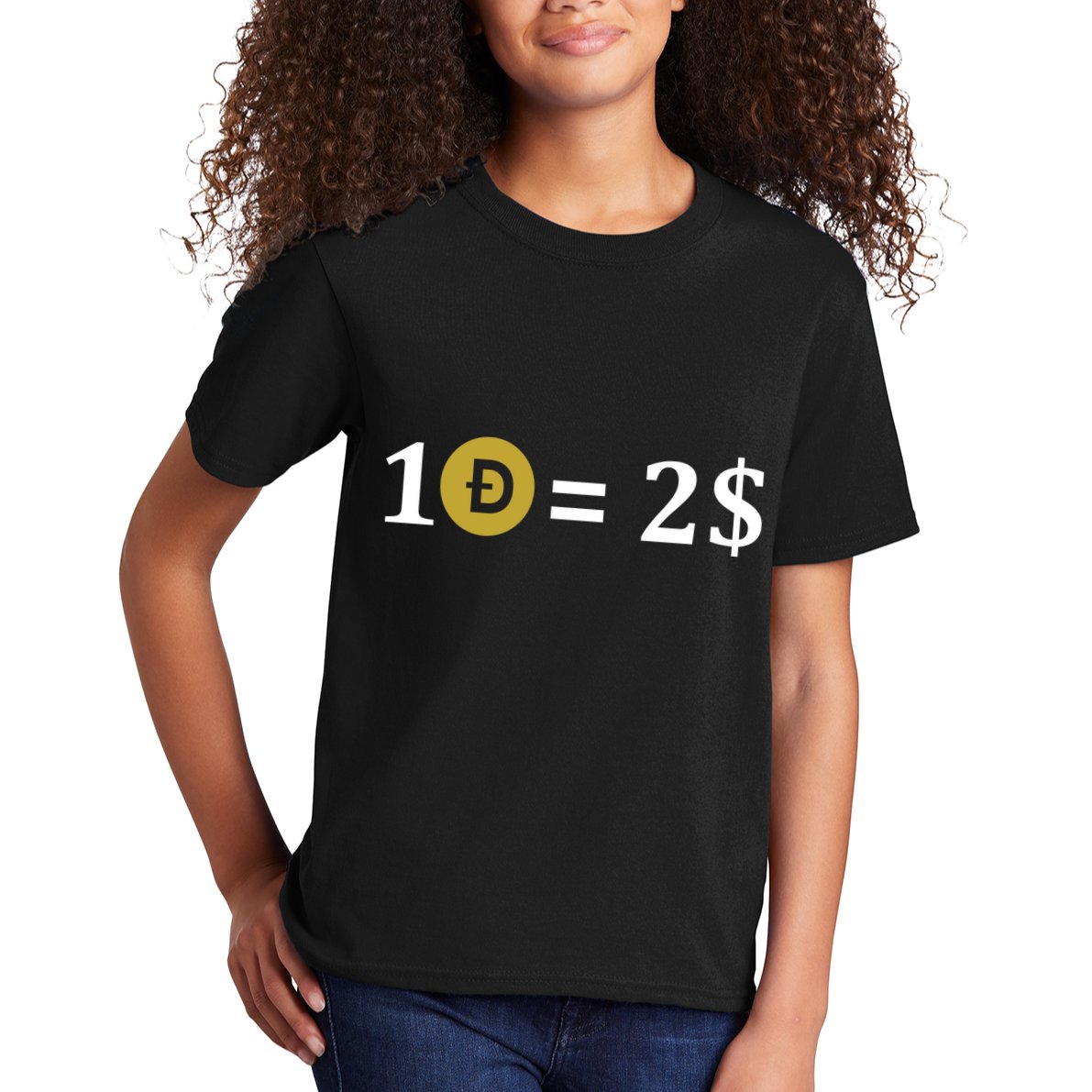 Dogecoin Equal 2 Dollars Doge Crypto Currency  Kids T-Shirt