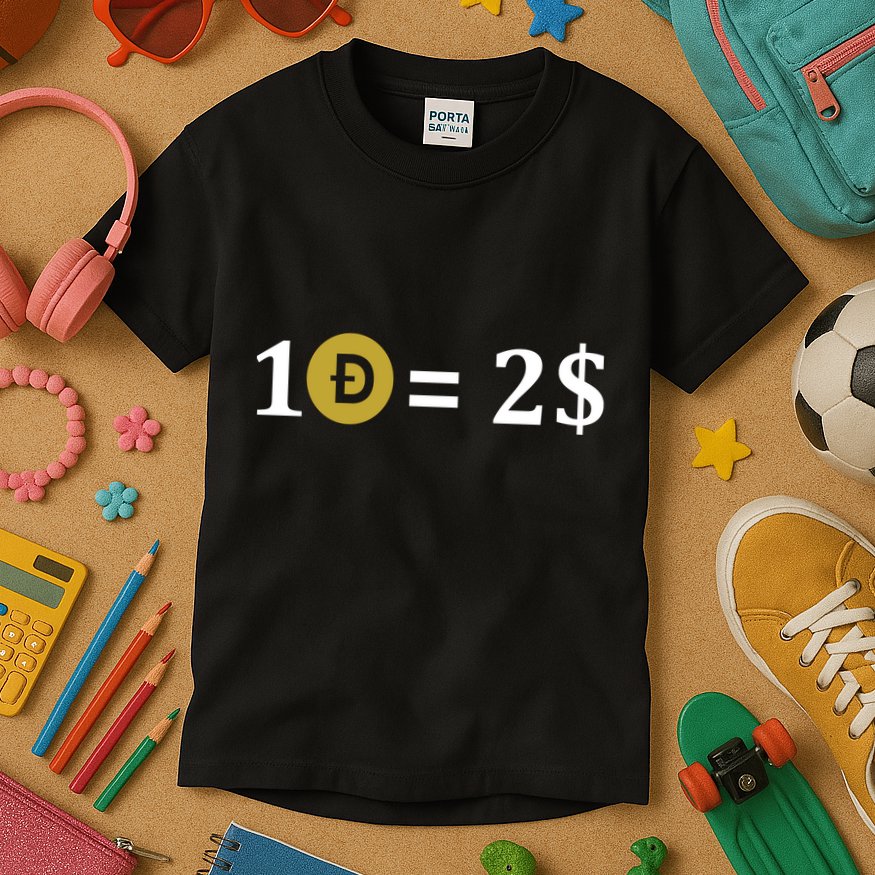 Dogecoin Equal 2 Dollars Doge Crypto Currency  Kids T-Shirt
