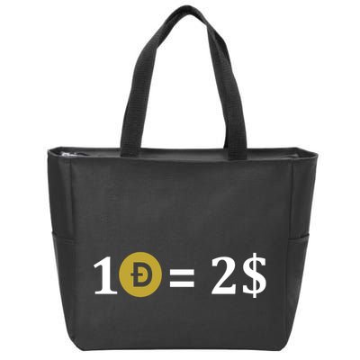 Dogecoin Equal 2 Dollars Doge Crypto Currency  Zip Tote Bag