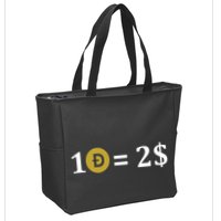 Dogecoin Equal 2 Dollars Doge Crypto Currency  Zip Tote Bag