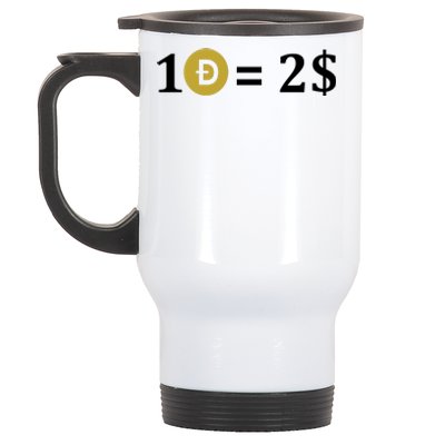 Dogecoin Equal 2 Dollars Doge Crypto Currency  Stainless Steel Travel Mug