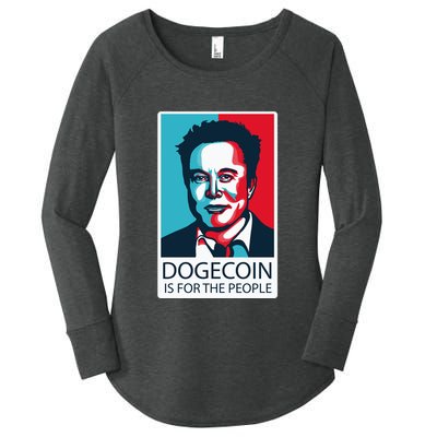 Dogecoin Is For The People Elon Musk Women's Perfect Tri Tunic Long Sleeve Shirt