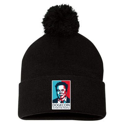 Dogecoin Is For The People Elon Musk Pom Pom 12in Knit Beanie